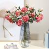 Artificial Rose Flower Realistic Vintage Fake Rose Bouquet with 2 Heads Blooms And 3 Buds for Wedding Flower Arrangement Home Party Table Centerpiece