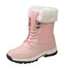 Women's Thick Soled Fleece Lined Warm Boots Stylish Casual Lace Up Mid Calf Outdoor Plush Boots Light Weight Womens Boots