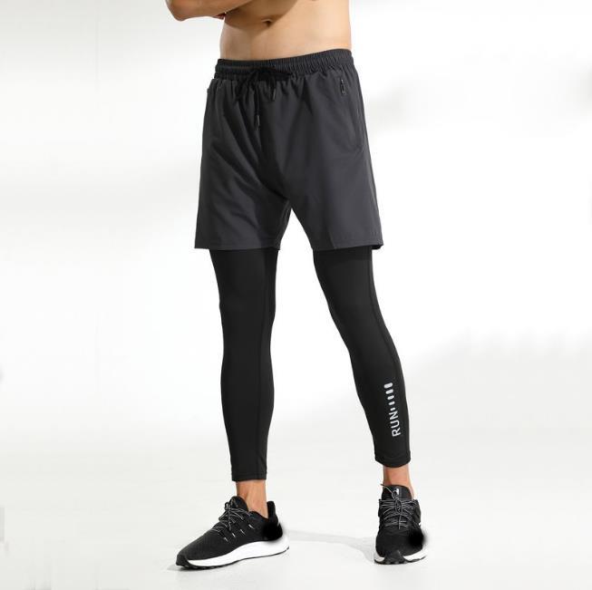 

Men Running Trousers Run Trouser 2 In 1 Double Layer Pant Tight Training Basketball Legging Print Fitness Sweatpant with Pockets M