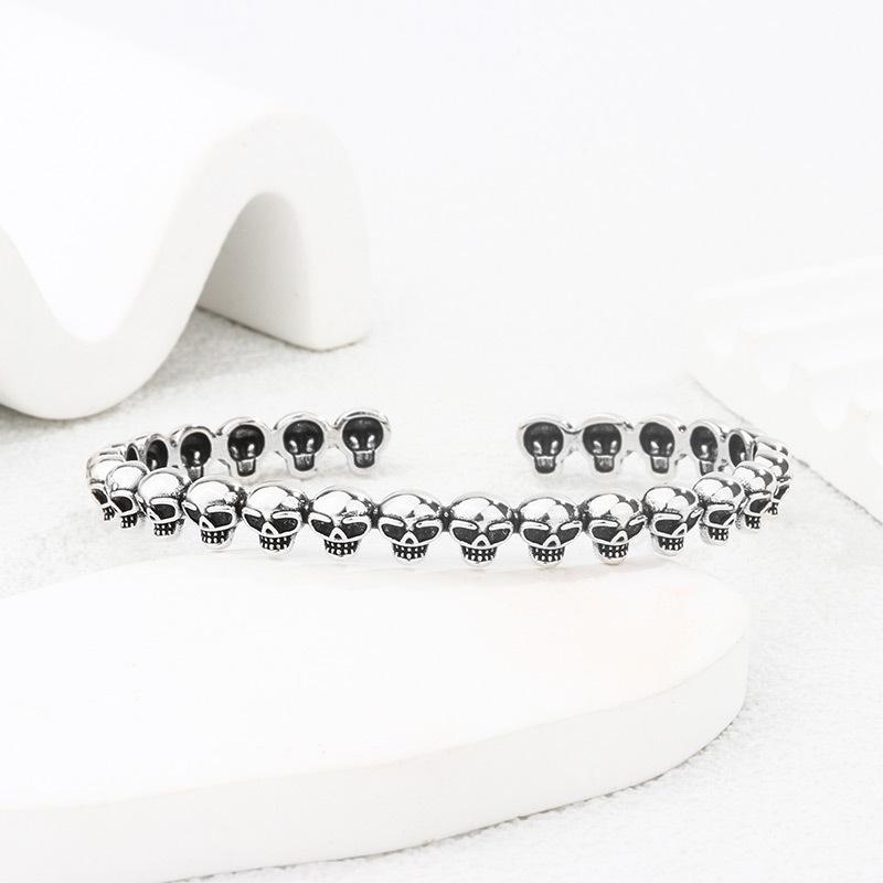 

Exotic Simple Skeleton Bangle 925 Sterling Silver Retro Personalized Bone Exquisite Opening Bracelets TYB643 серебряный