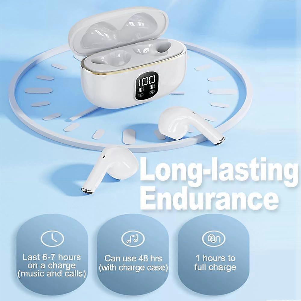 Wireless Earbuds, Bluetooth Headphones Long-Lasting Endurance with Wireless Waterproof Charging Case and LED Power Display