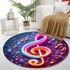 Colorful Neon Musical Treble Clef Design Print Round Rug, Living Room, Bedroom, Playroom Carpet, Non Slip Floor Mat, Gift