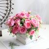 2 stk Kunstige roseblomster Dekorasjon Pastoral stil Blomsterscene Layout Rekvisitter Faux Silke Blomsterbukett Arrangement Bryllup Høytidsfest