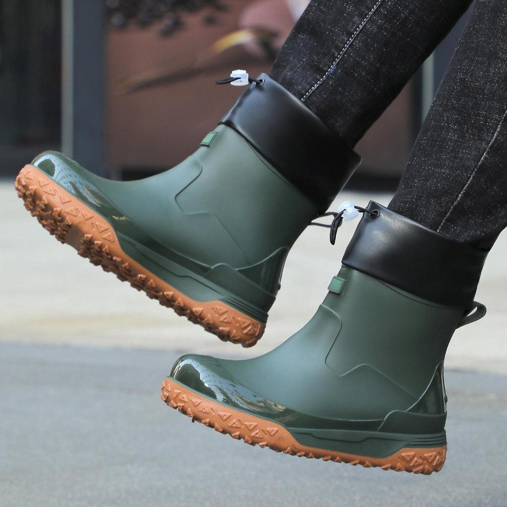 Fishing Water Shoes for Men Waterproof Anti-slip Wear-resistant Rain Boots Rain Shoes Style Kitchen Work Rubber Shoes