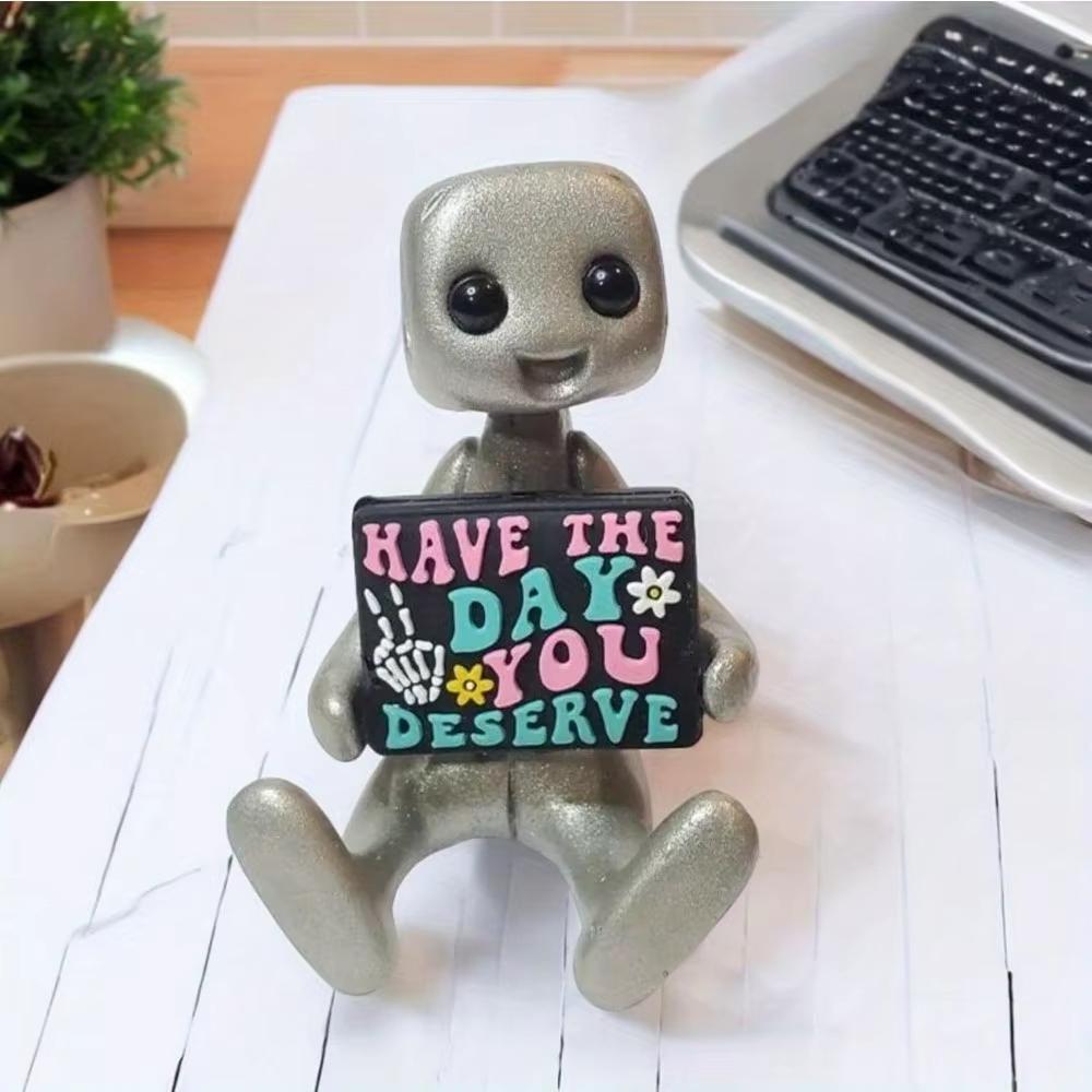 

A Type Your Anxiety Is A Lying Hoe Robot Cute Tiny Figure Mental Health Resin Desk Ornament Children s Toy Gifts
