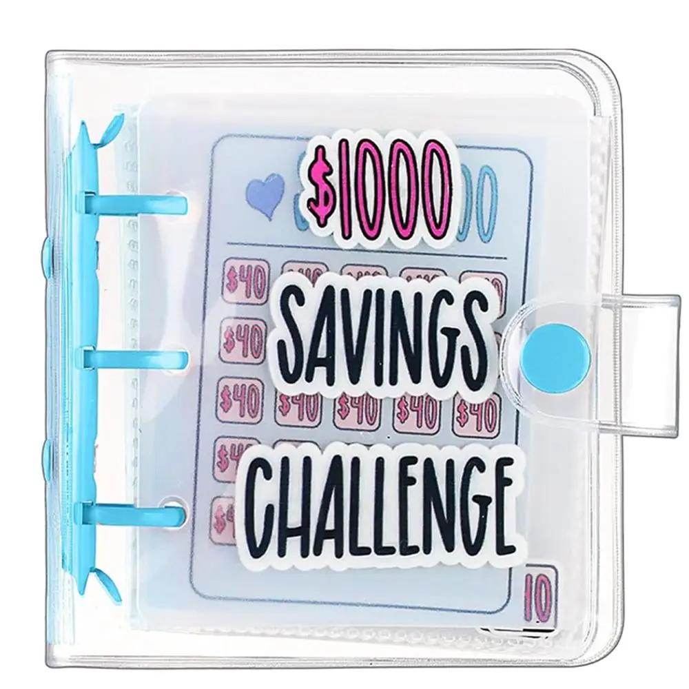 Mini Money Saving Binder PVC Cash Envelopes Mini Budget Binder $150/300/500/1000 Durable Savings Challenges Book