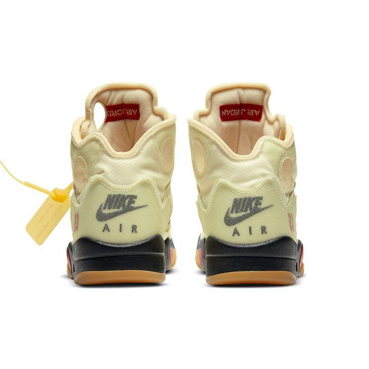 Off-White X Air Jordan 5 SP Sail Unisex Sneakers Cream Fire-Red Muslin DH8565-100