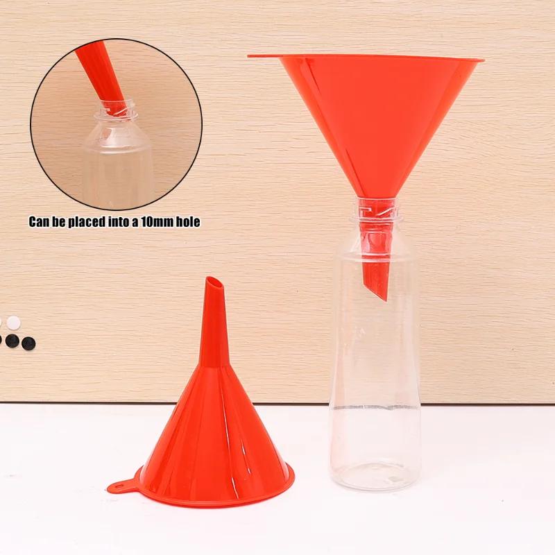 4/8pcs Red Plastic Funnel Set for Car Gasoline Engine Oiling Funnel Auto Home Kitchen Function Plastic Funnel Home Lab