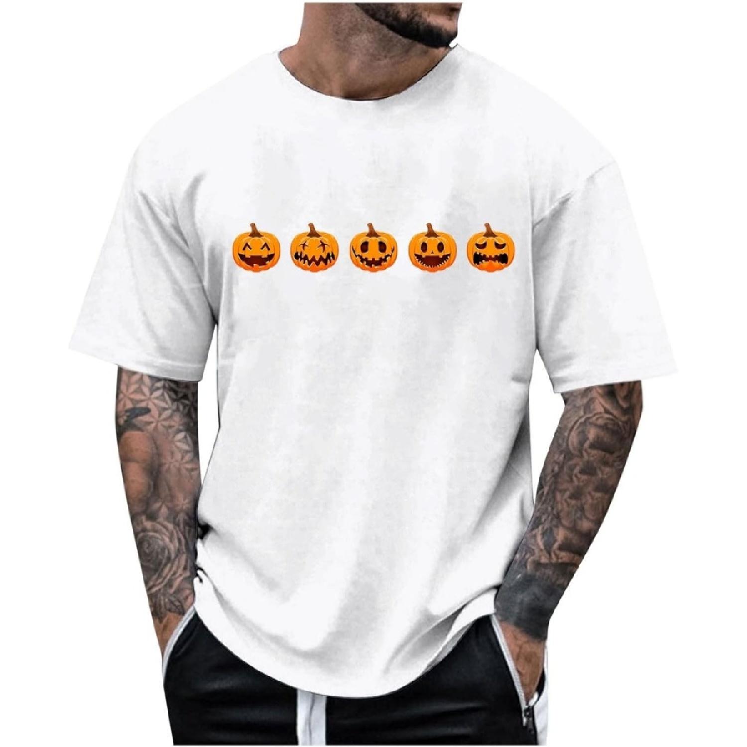 Scary Carved Pumpkin Face Halloween Coffee T Shirt Tee Shirt for Men S