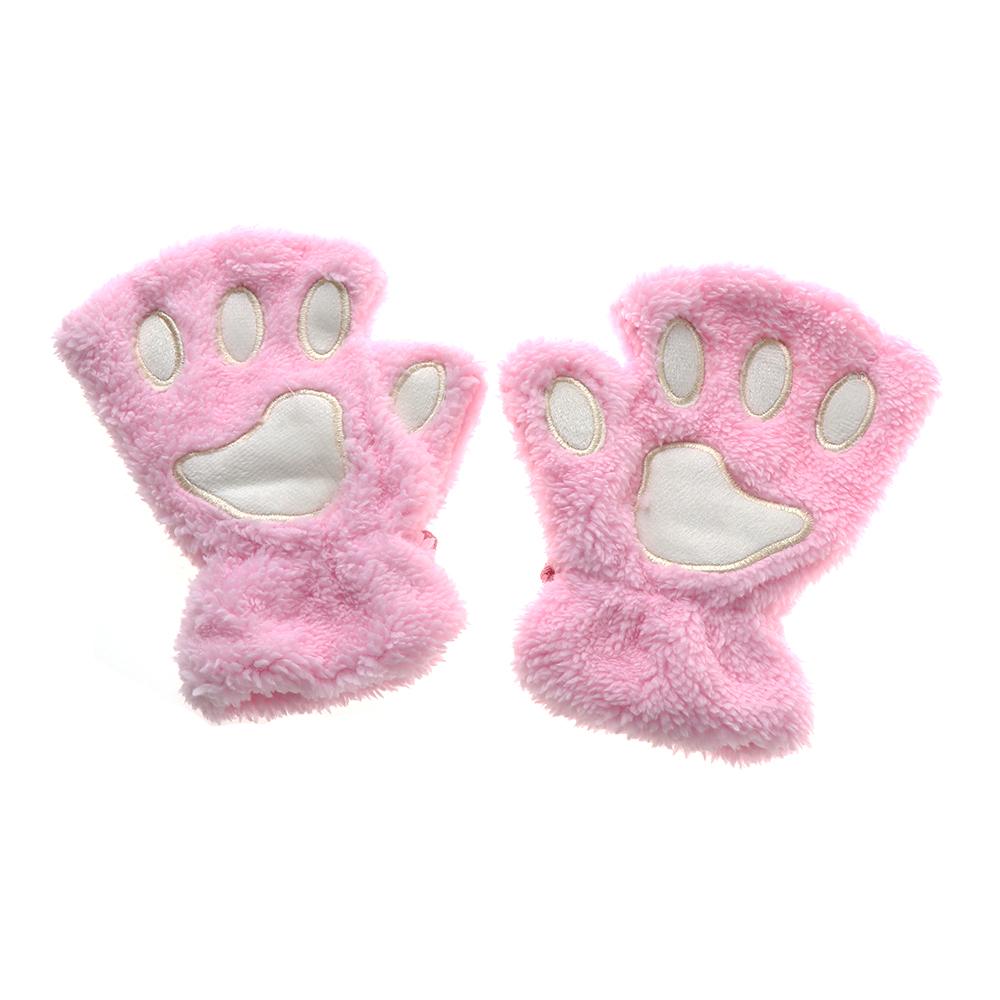 14Colors Women Winter Lovely Warm Bear Cat Paw  Gloves Fingerless Plush