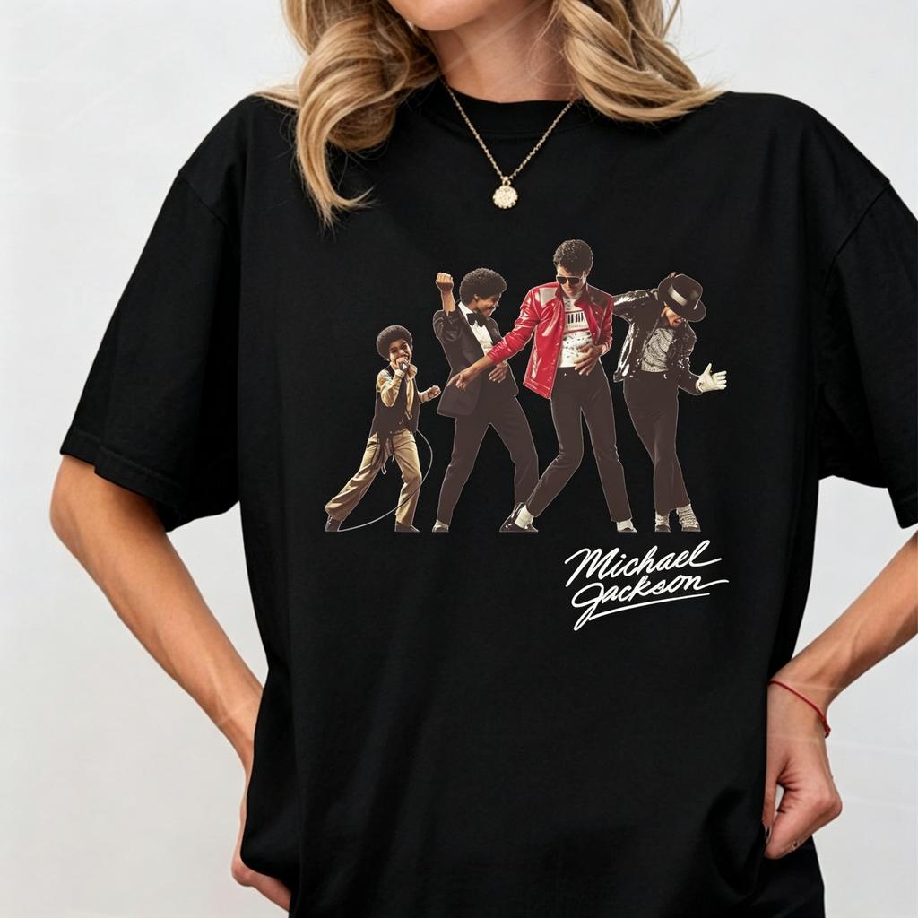 Michael Jackson Vintage Signature Shirt 2026 Summer Men Women Oversized Casual Street Clothing Y2k Ins Style Sportswear Retro