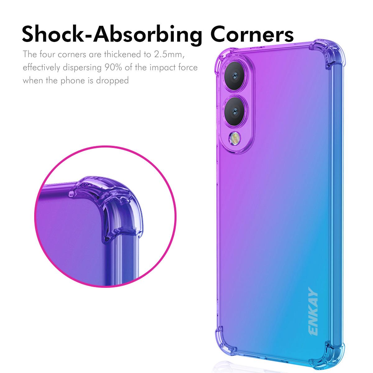 

For Samsung Galaxy S25 Edge TPU Case ENKAY Thickened Four Corner Drop-Proof Phone Back Cover Blue/Pink
