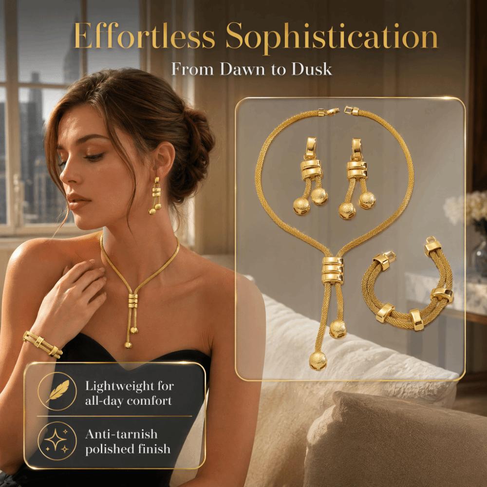 High Quality Necklace Earrings Bracelet Electroplated Stackable Jewelry Set Party Gift