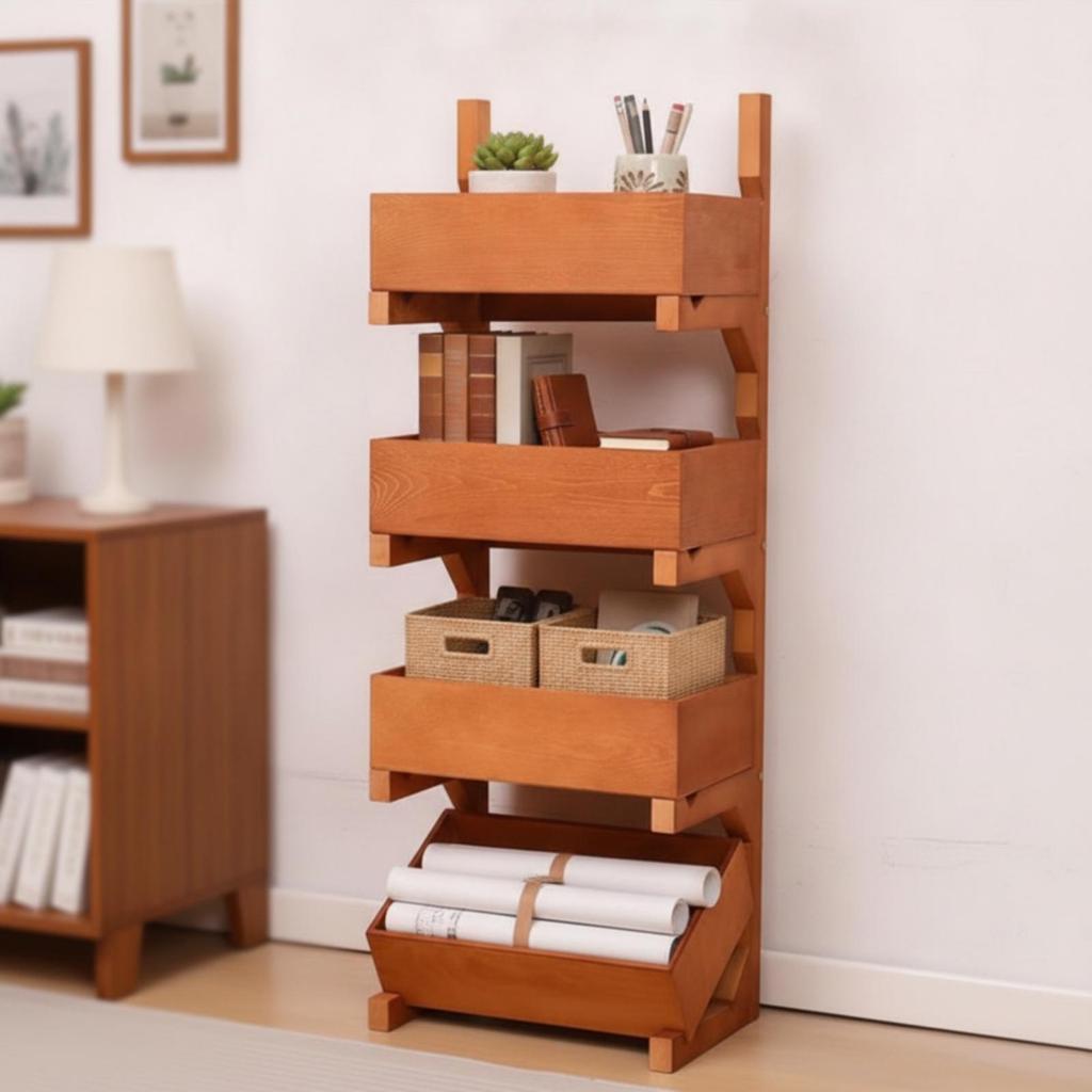 Storage Rack with Slanted Bins Open-Front Toy Shelf Space-Saving