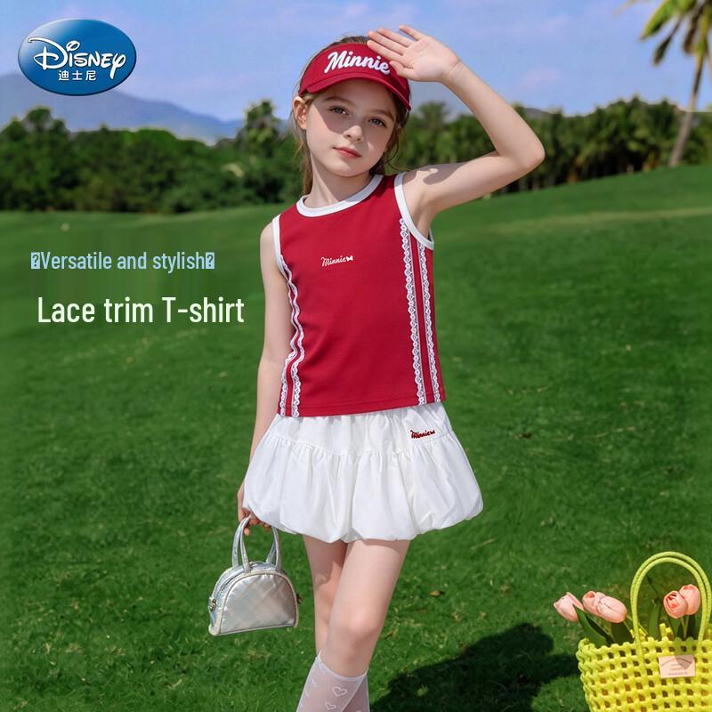 Disney Girl s Ruffle Hem Sleeveless Top 130 красный