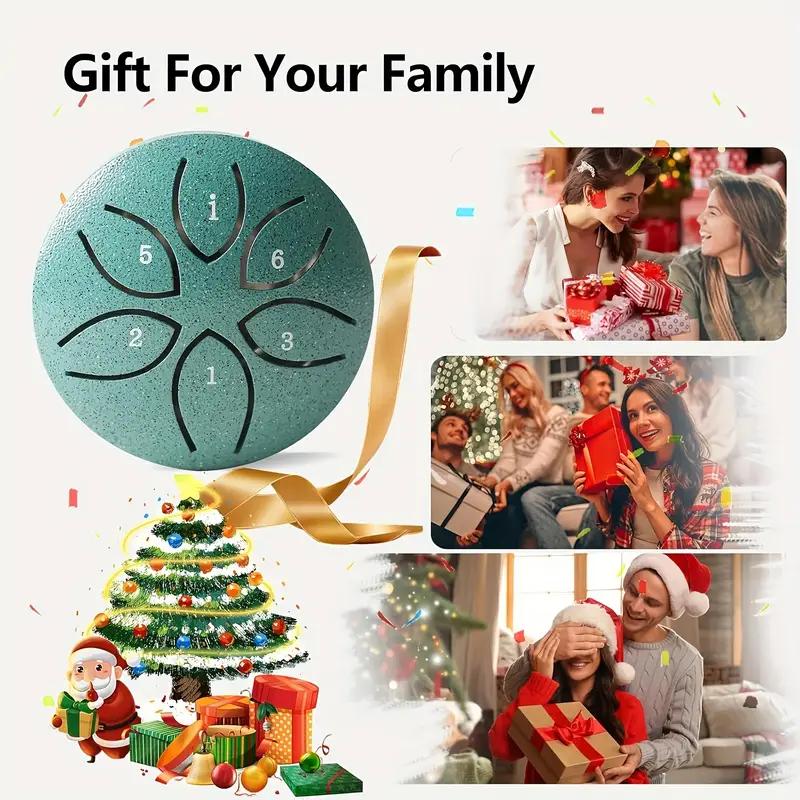 3-inch 6-tone Mini Hollow Drum Percussion Instrument Steel Tongue Drum Children's Portable Instrument Pocket Drum Toy Small Drum