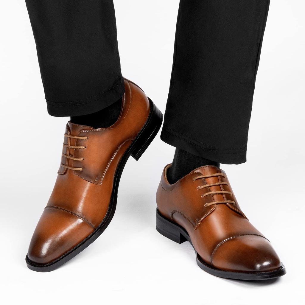 Business Leder Premium Leicht zu [VARNIC] Schuhe, Herren Sneakers, Schuhe, Herrenschuhe, Atmungsaktiv, Wasserdicht, Leder, Walking, Walk, Anti-Rutsch (Braun,