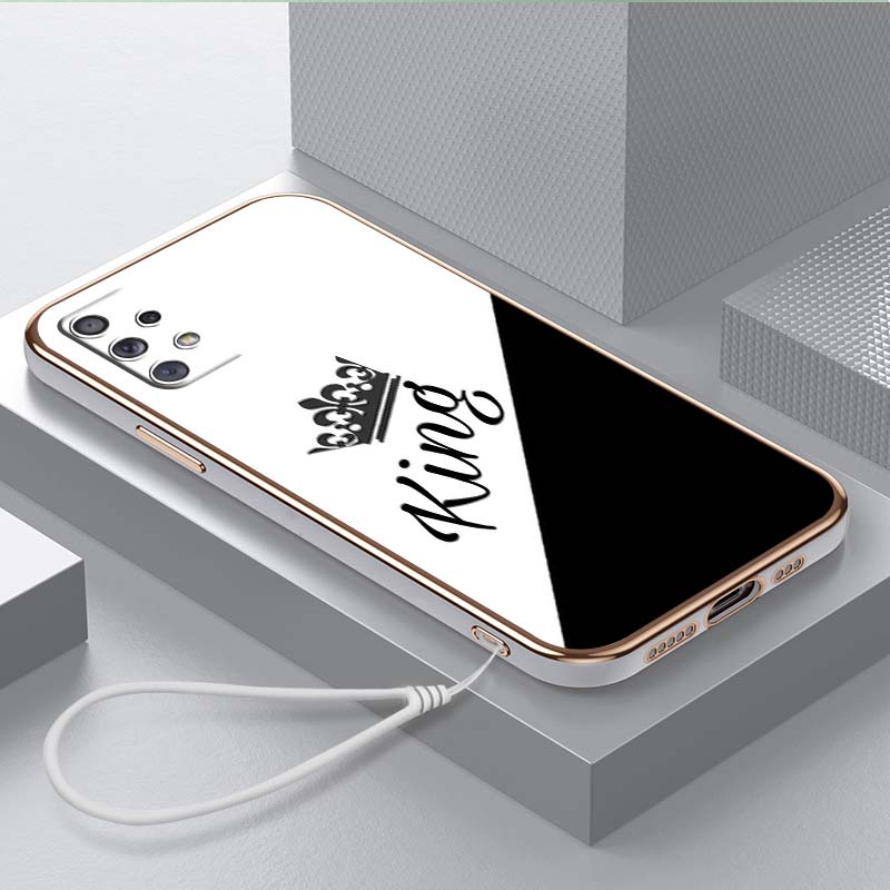 

Роскошный чехол для телефона из ТПУ с ремешком для Samsung Galaxy A04 05s A13 A14 A24 A54 A34 Note20 S23 Ultra, чехлы A17 Пара Queen King Cover
