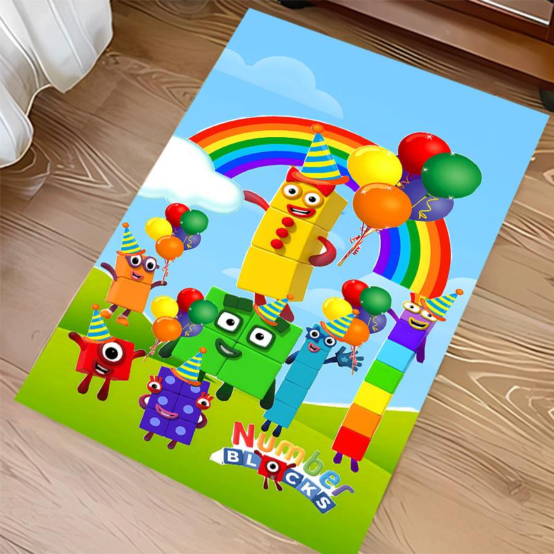 Number block Print Area Rug - Soft, Washable Non-Slip Indoor Mat for Office Chairs, Living Room, Home Office Decorative Rug