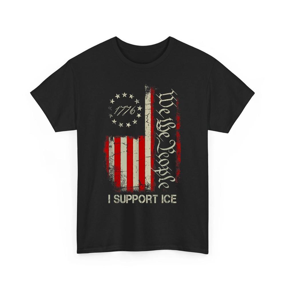 I Support ICE  Vintage Immigration Officers American Flag Unisex TShirt Unisex T-Shirt M