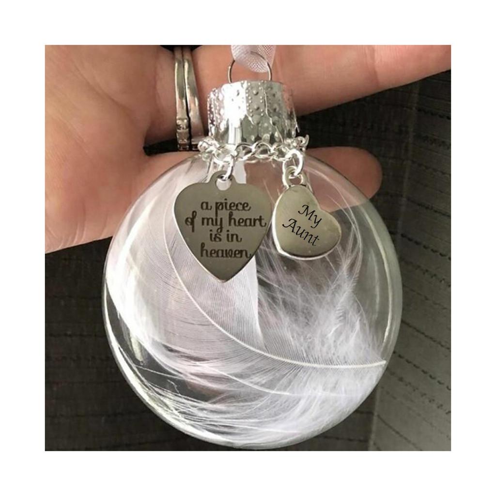 A Piece Exquisite Of My Heart Is In Heaven Feather Heart Ornament Ball For Family Celebrations