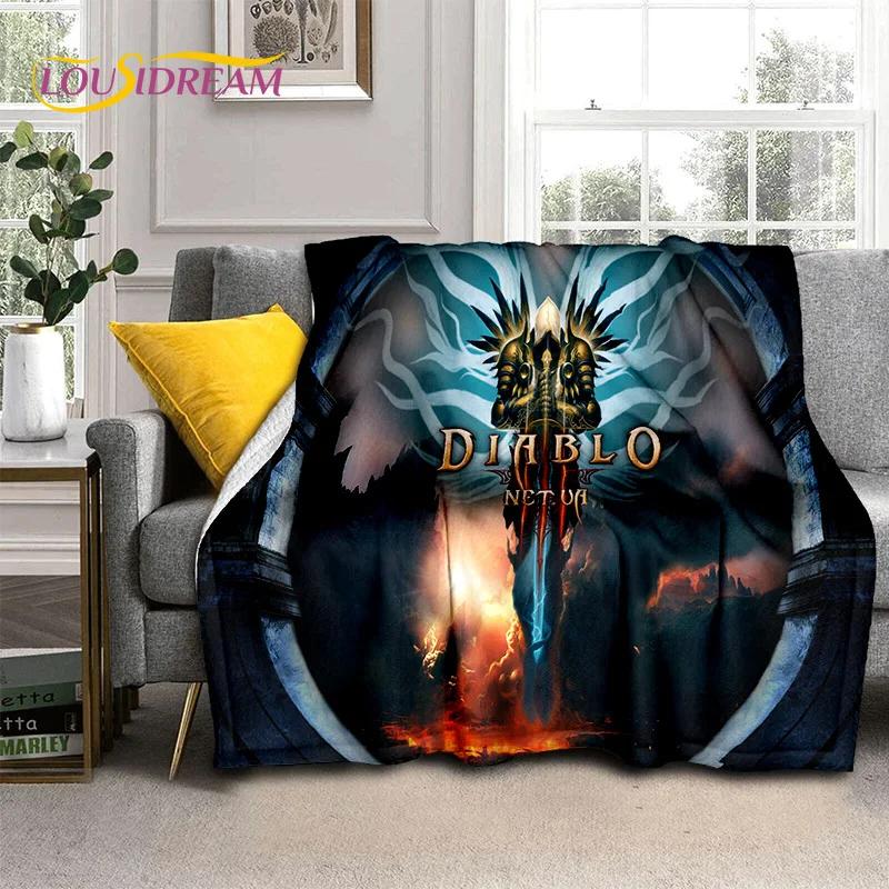 Diablo 3D Retro Game Gamer Zachte Flanellen Deken voor Bedden Slaapkamer Bank Picknick, Plaid Deken voor Afdekking Buiten Vrije Tijd Dutje Cadeau
