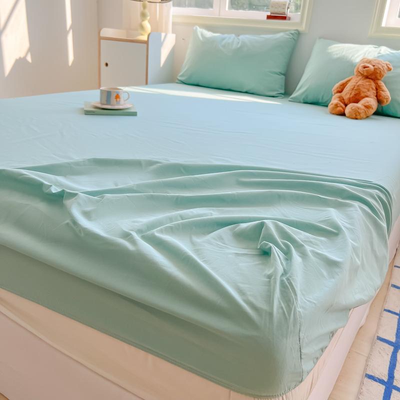2024 New A-class Solid Color Good Quality Grid Washed Cotton Bed Sheet, Single Piece Fully Enclosed Non Slip Bed Sheet, Bed