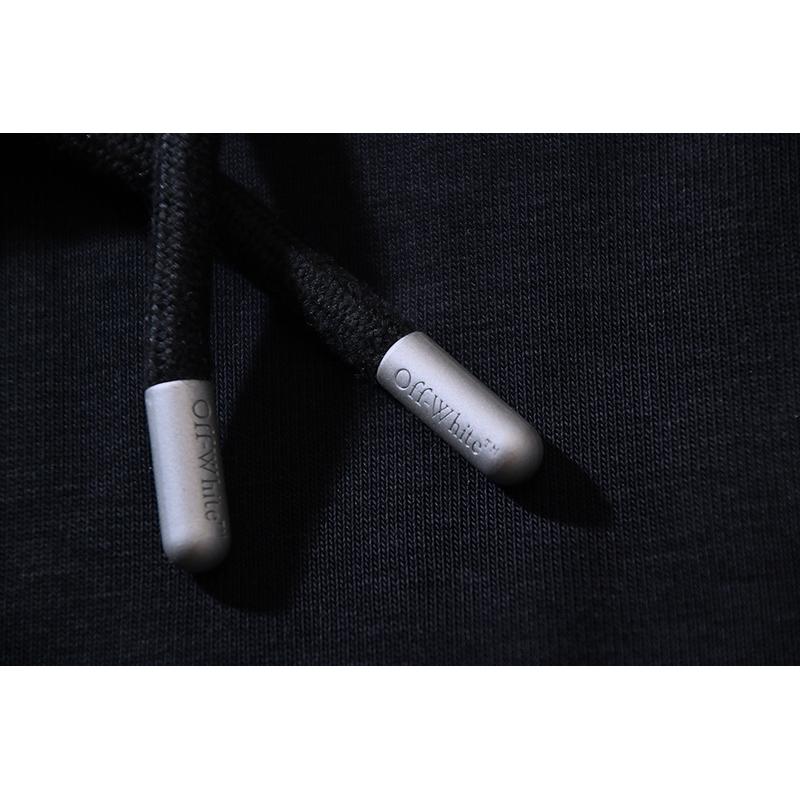 1215 Blanc cassé 2026 Automne et Hiver Nouveau Motif Lettres Dessin Animé OW Sweat à Capuche Imprimé Hommes et Femmes