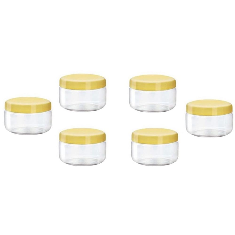 RSINC Small Airtight Tiny Multipurpose 6 Plastic Jar Set (50ml) Spice Jars Kitchen, Dining & Bar | Grocery pickle | Dry Fruits Box | X 6 Jar Set