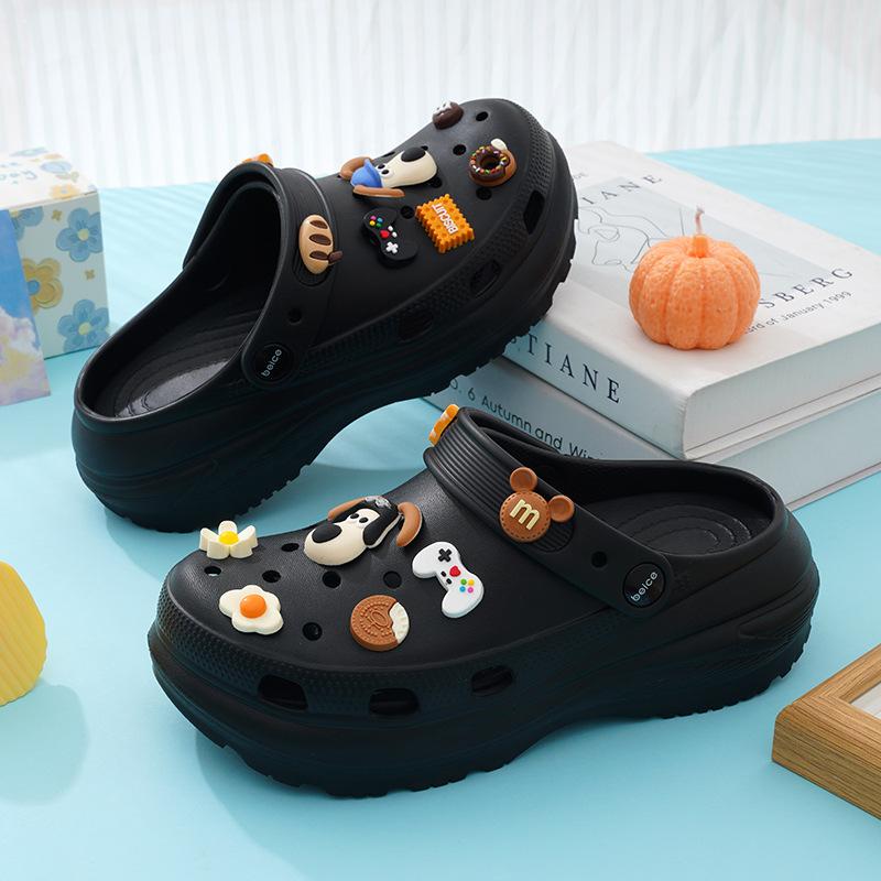 Women S Platform Clog Sandals With Dog Pattern Lightweight Beach Shoes