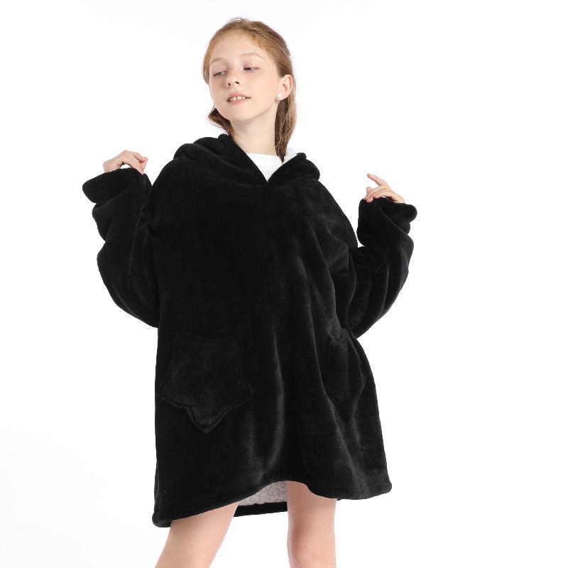 Autumn and Winter Sports and Leisure Warm TV Blanket Senior Children's Plush Comfortable Soft Bathrobe Warm Fluffy Robe