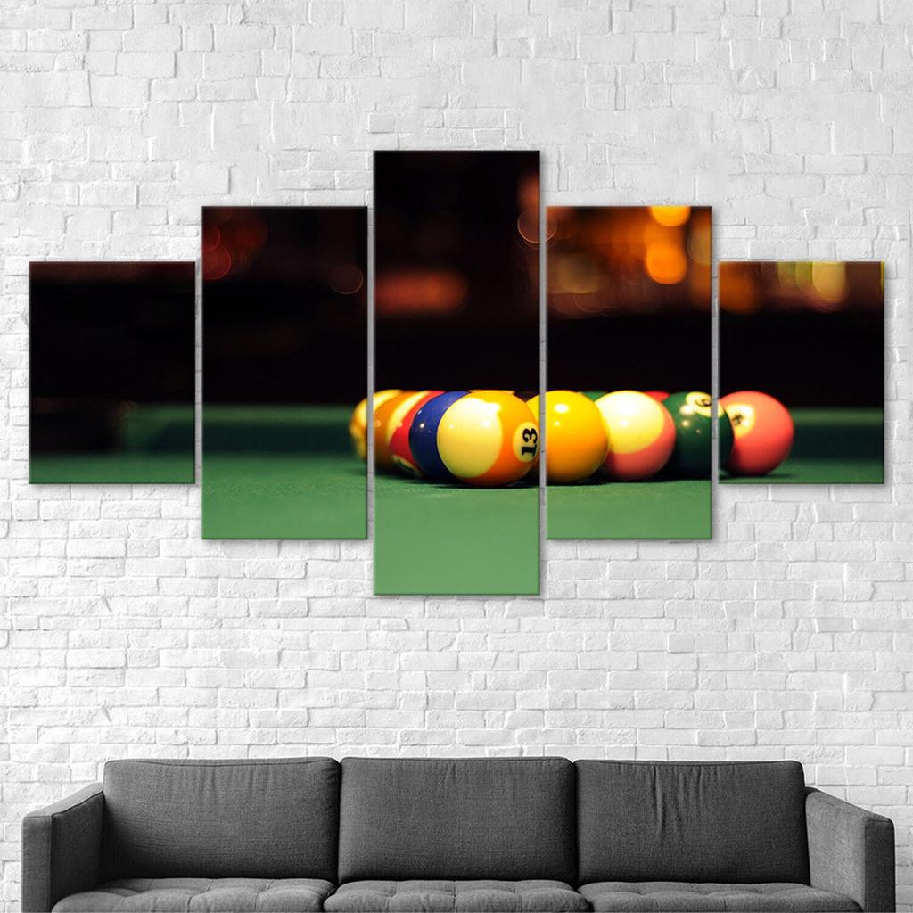 Billiards Balls Pool Sport Games 5 Piece Five Panel Wall Canvas Print Modern Art Poster Picture Home Decor Gift For Him For Her