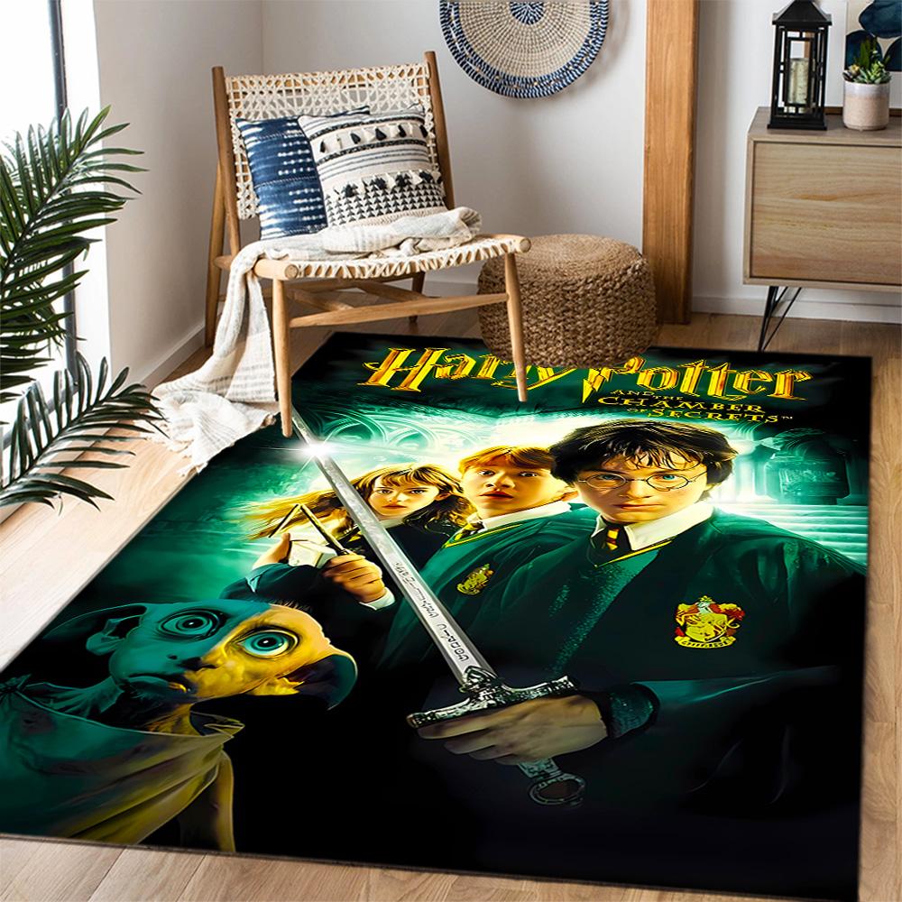 Harry Potter Hogwarts Themed Anti-Slip Rugs - Polyester Home Decor, Suitable for Bedrooms, Living Rooms, Doorways, Studios, and Decorations