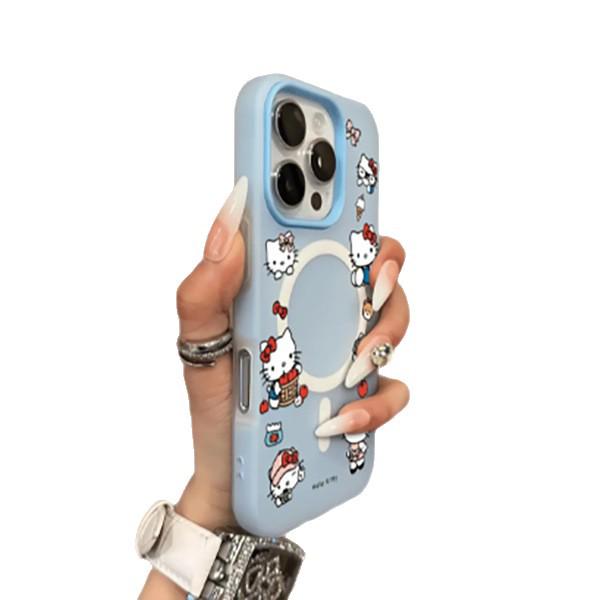KT Cat Cute Magnetic Apple Suction Case for iPhone 17 Pro Max, 16, 15 Pro, 14 - New Cartoon Style