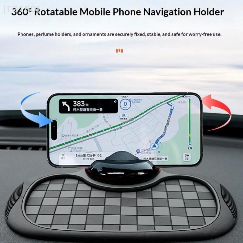 Universal Car Dashboard Mat With Hide Parking Number Plate Anti Slip 360-degree Rotation Phone Holder Interior Accessories