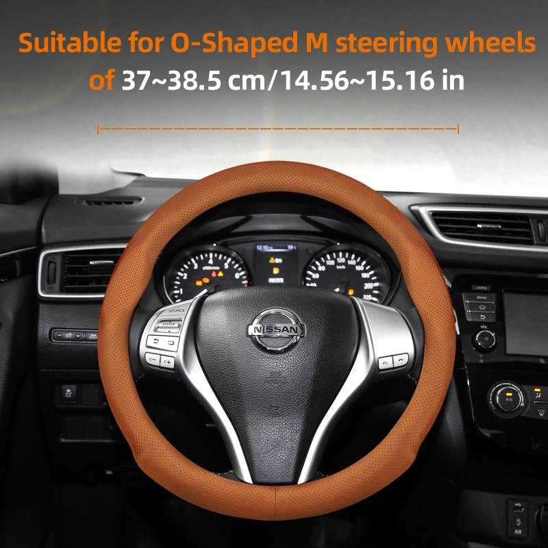 Suitable for Nissan Ultra-Thin Breathable Leather Steering Wheel Cover Suitable for Qashqai J10 J11 March Terrano2 Pathfinder R51 Note E12 Almera