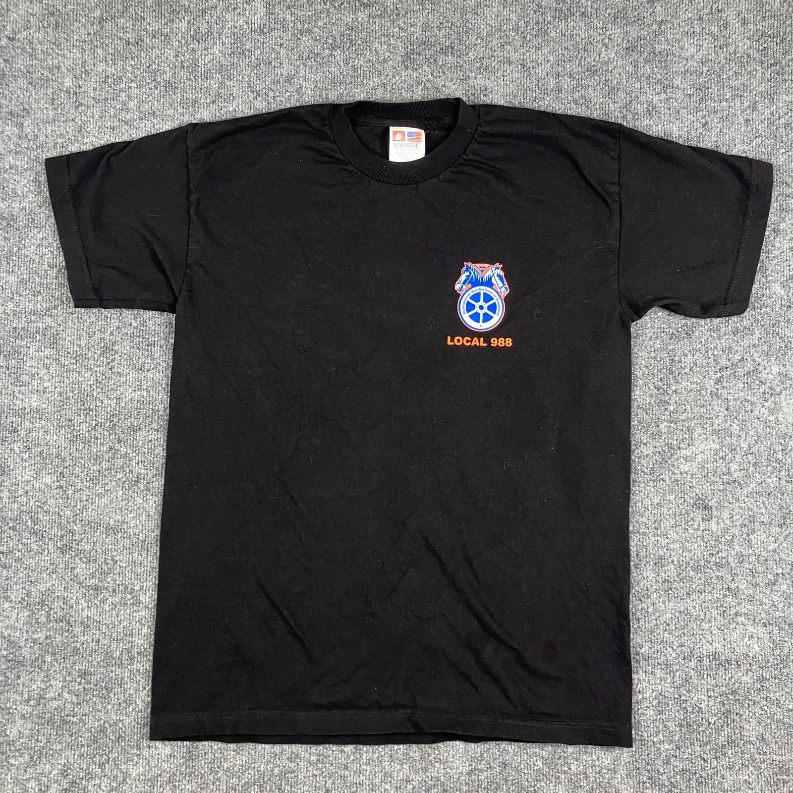 Bayside Local 988 T-Shirt Mens Large Black Graphic Heavyweight Tee USA Made S