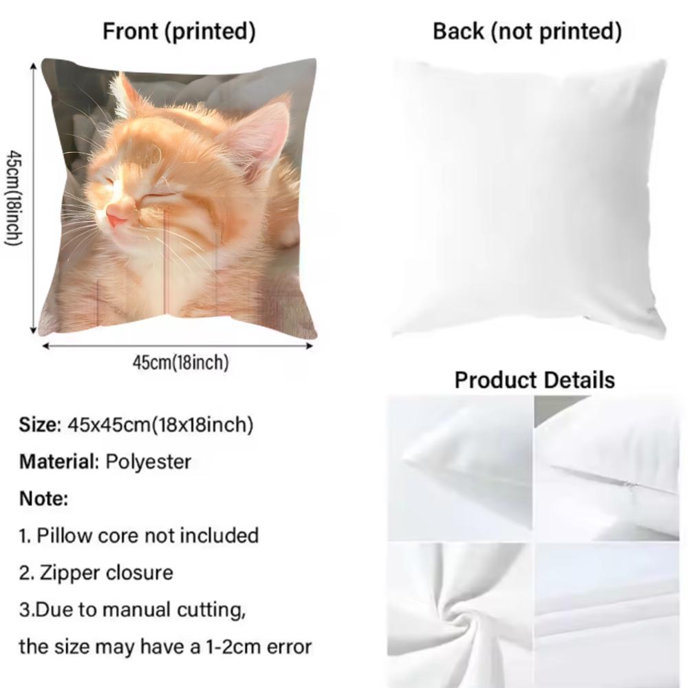 Cute Pet Animal Cushion Cover Reversible Plush Pillow Cover – For car, sofa, bedroom, perfect as a gift.