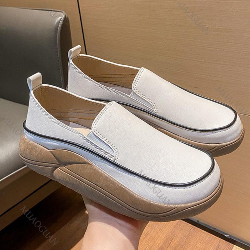 Fashion Women Fashion Loafers Slip-On Vulcanized Shoes Casual Wedge Heel Lightweight Woman Sneakers Thick Bottom Round Toe Sneaker Shoes