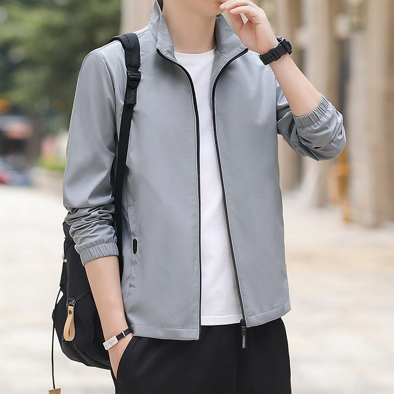 Men's Sports Jacket Spring and Autumn Korean Casual Stand Up Collar Versatile Thin and Comfortable Men'S Top