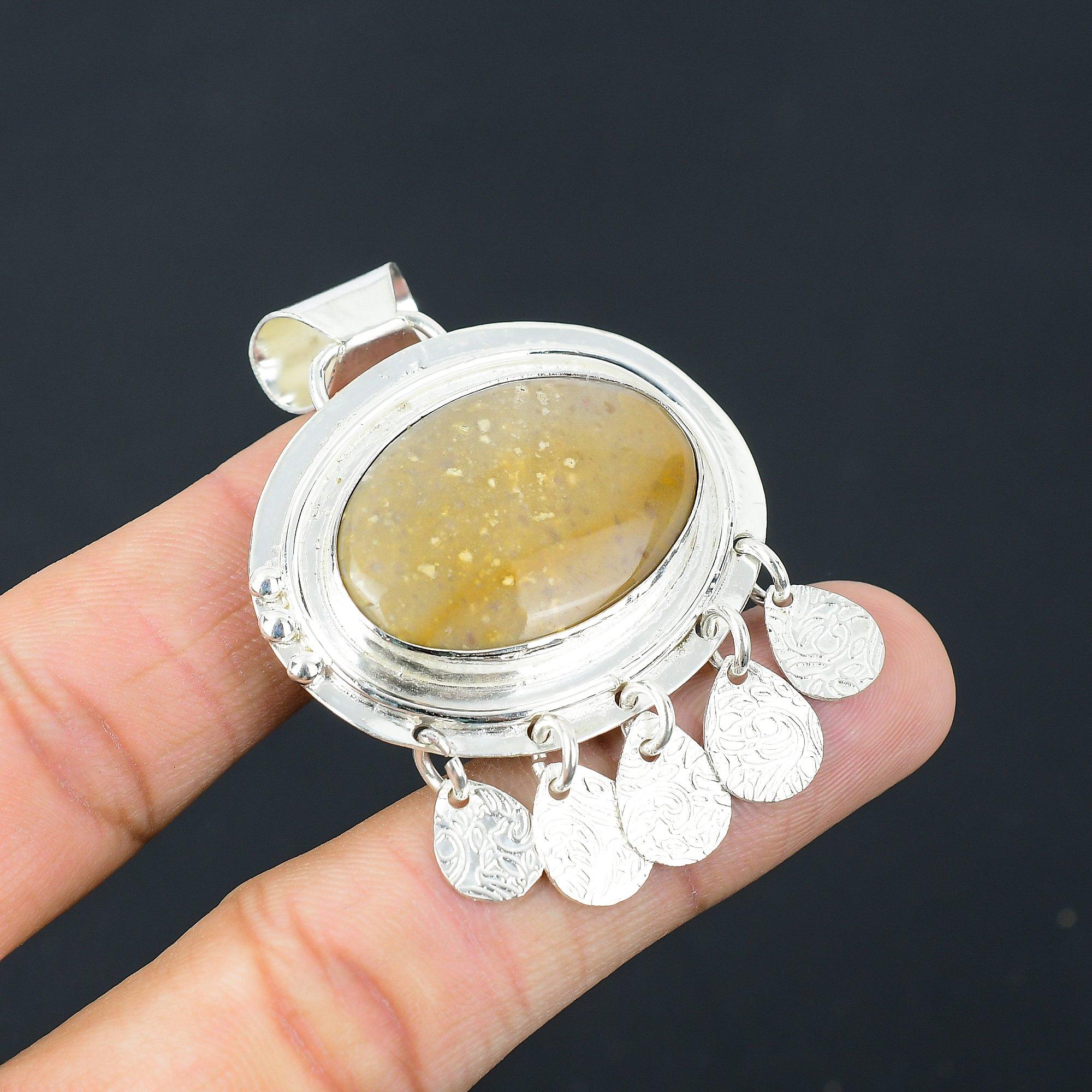 Daughters Day Deal Sterling Silver Porcelain Jasper Gemstone Trendy New Pendant