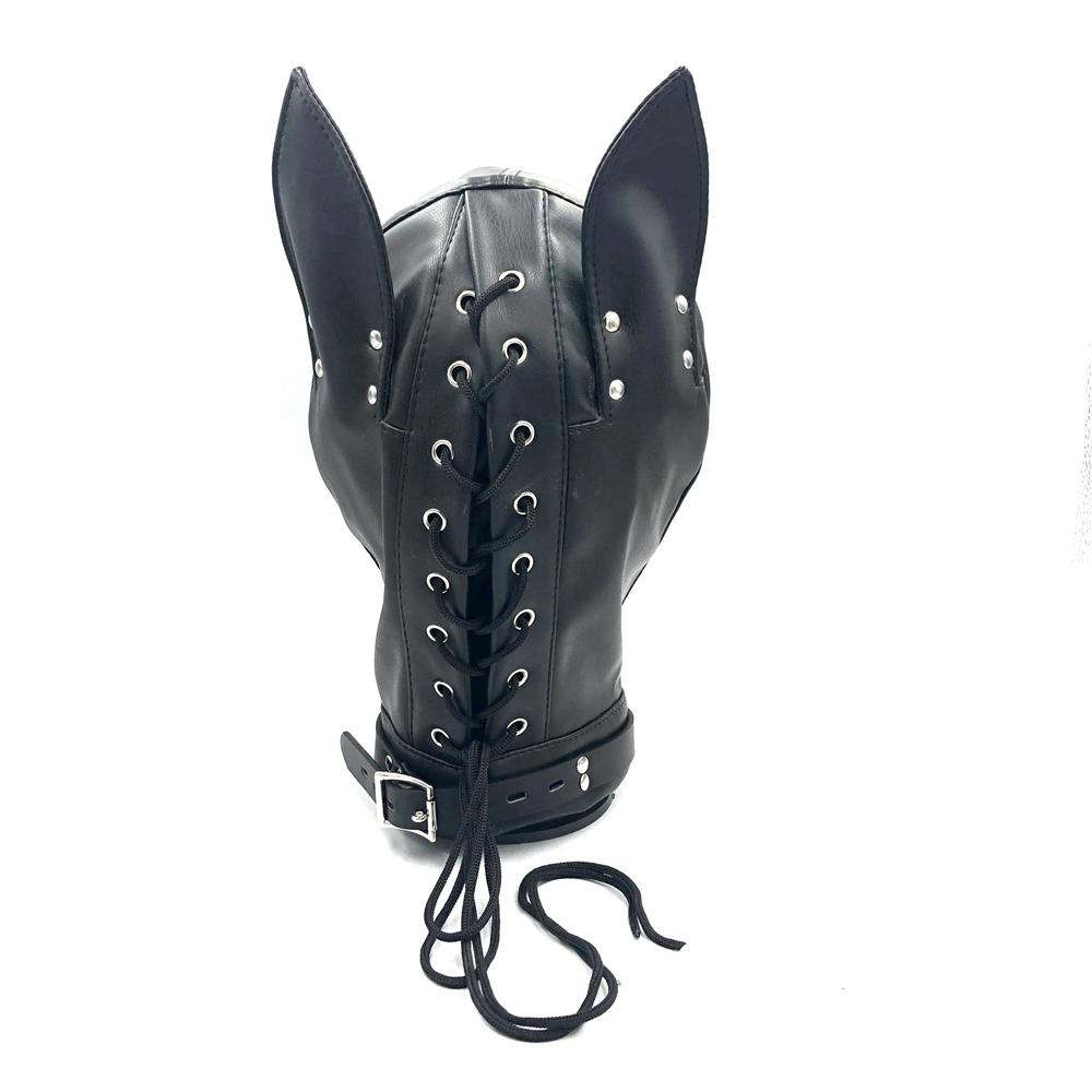 Hot Soft Leather Bondage Dog Head Hood Headgear Face Mask Detachable Eyepatch Adult Slave BDSM Bed Sex Games Toy 4 Color