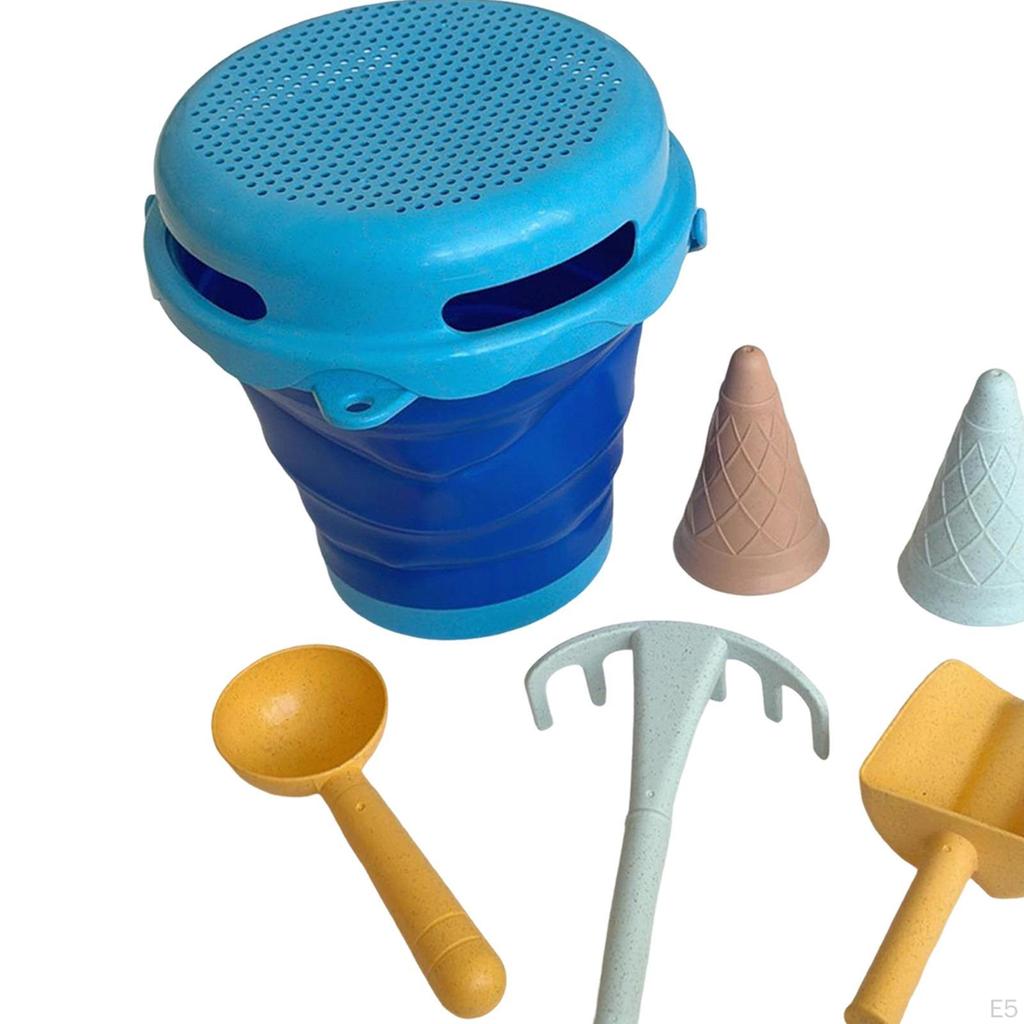 Kids Beach Toys Playset Portable Summer Outing Sandbox Toy Foldable Bucket for Children Boys