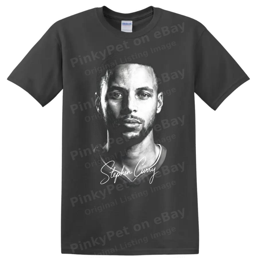 Stephen Curry Basketball Player Portrait T Shirt Black White Graphic Fan Tee