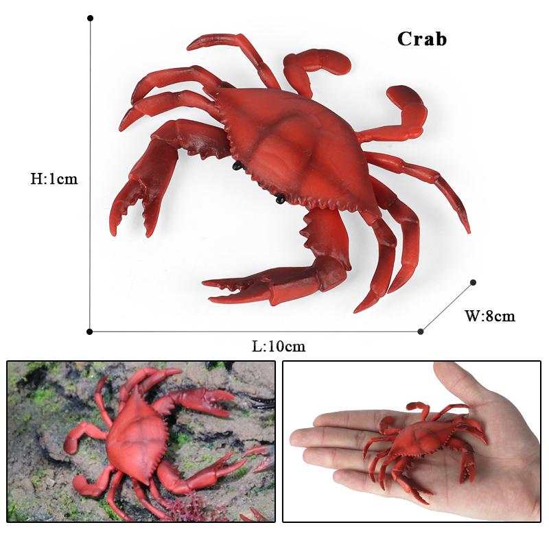 Oenux Simulation Ocean Sea Life Animals Model Lovely Crab Action Figures Toy Cake Toppers Collection Jouet Kids Education Gift