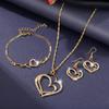 Luxury Simple Big Small Hollow Double Heart-shaped Necklace Exquisite Crystal Zircon Pendant Chain Women's Wedding