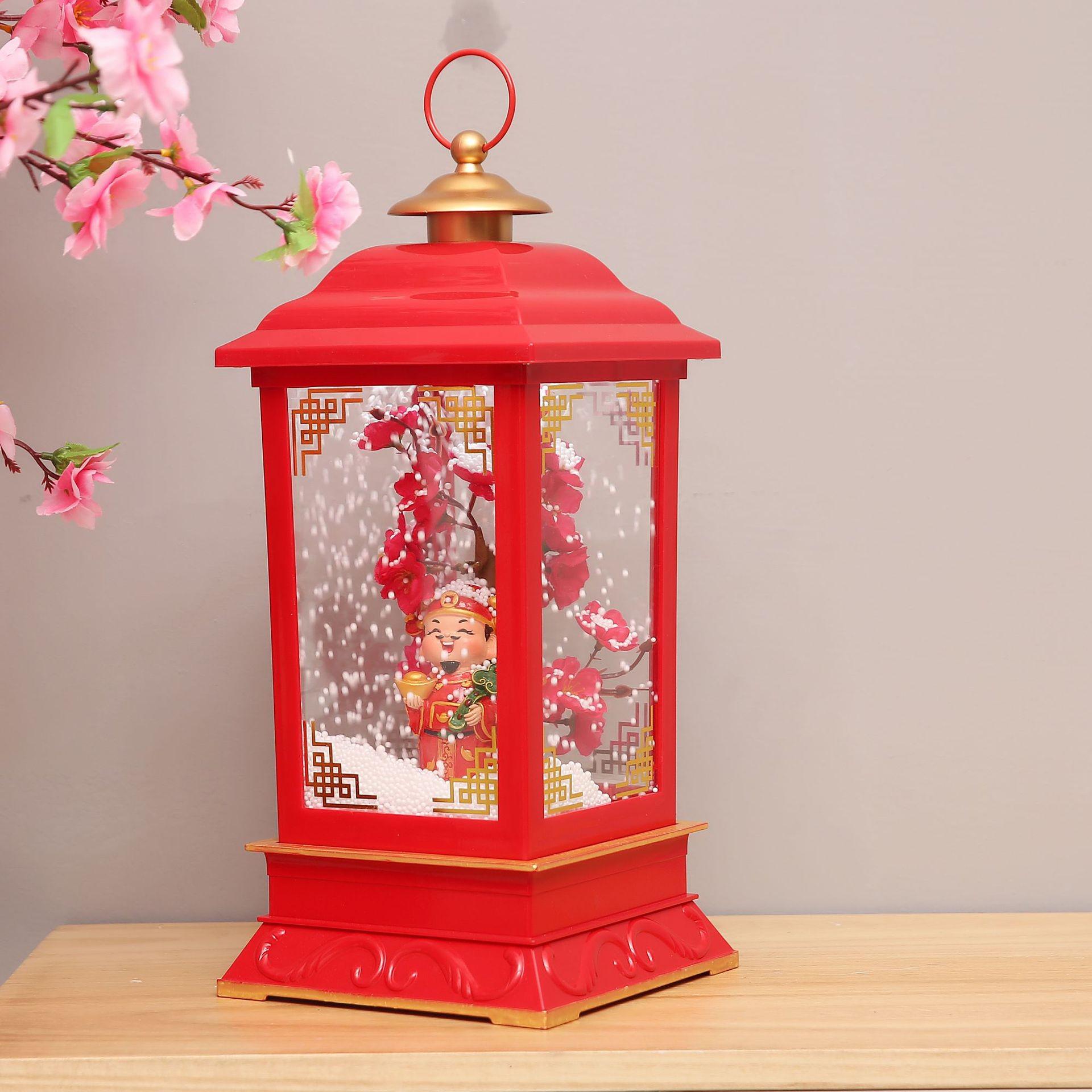 

2026 Chinese New Year Creative Big Gong Music Box with Snowfall Effect - Festive Home Decor and Greetings Ornament