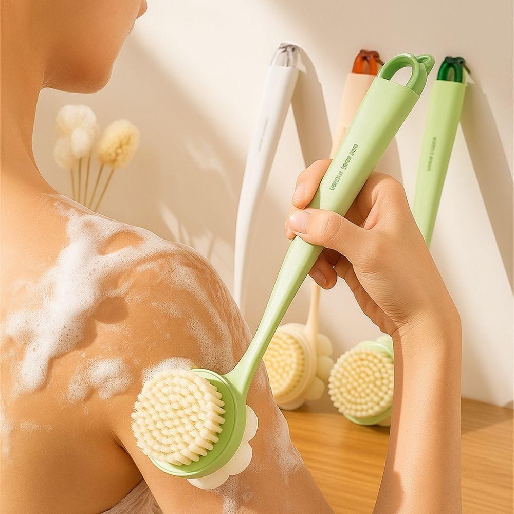 2pcs Anti Slip Long Handle Bath Brush 3-in-1 Massage Bath Brush  Household Shower
