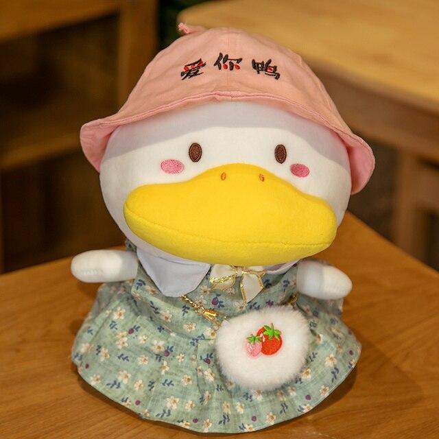 1pc 33cm Kawaii Duck With Clothes Plush Toys Multiple Styles Cute Dressing Duck Pillow Stuffed Dolls For Kids Girl Xmas Gift