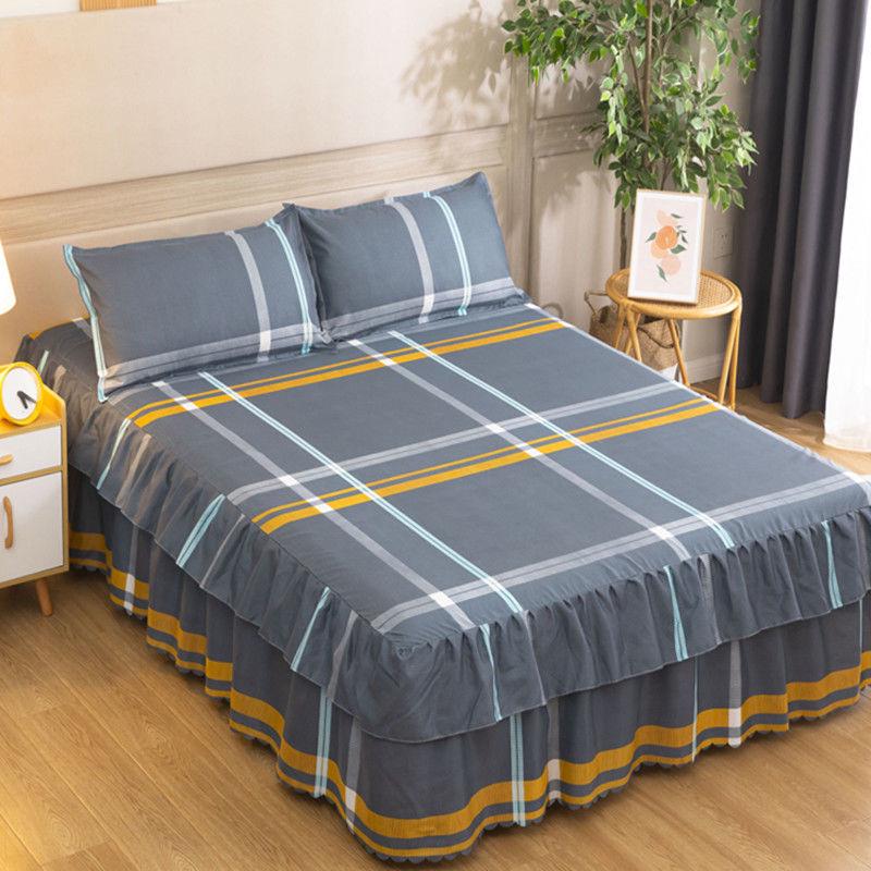 Skin-Friendly Non-Slip Fitted Bed Skirt and Mattress Protector for 1.8m Double Bed